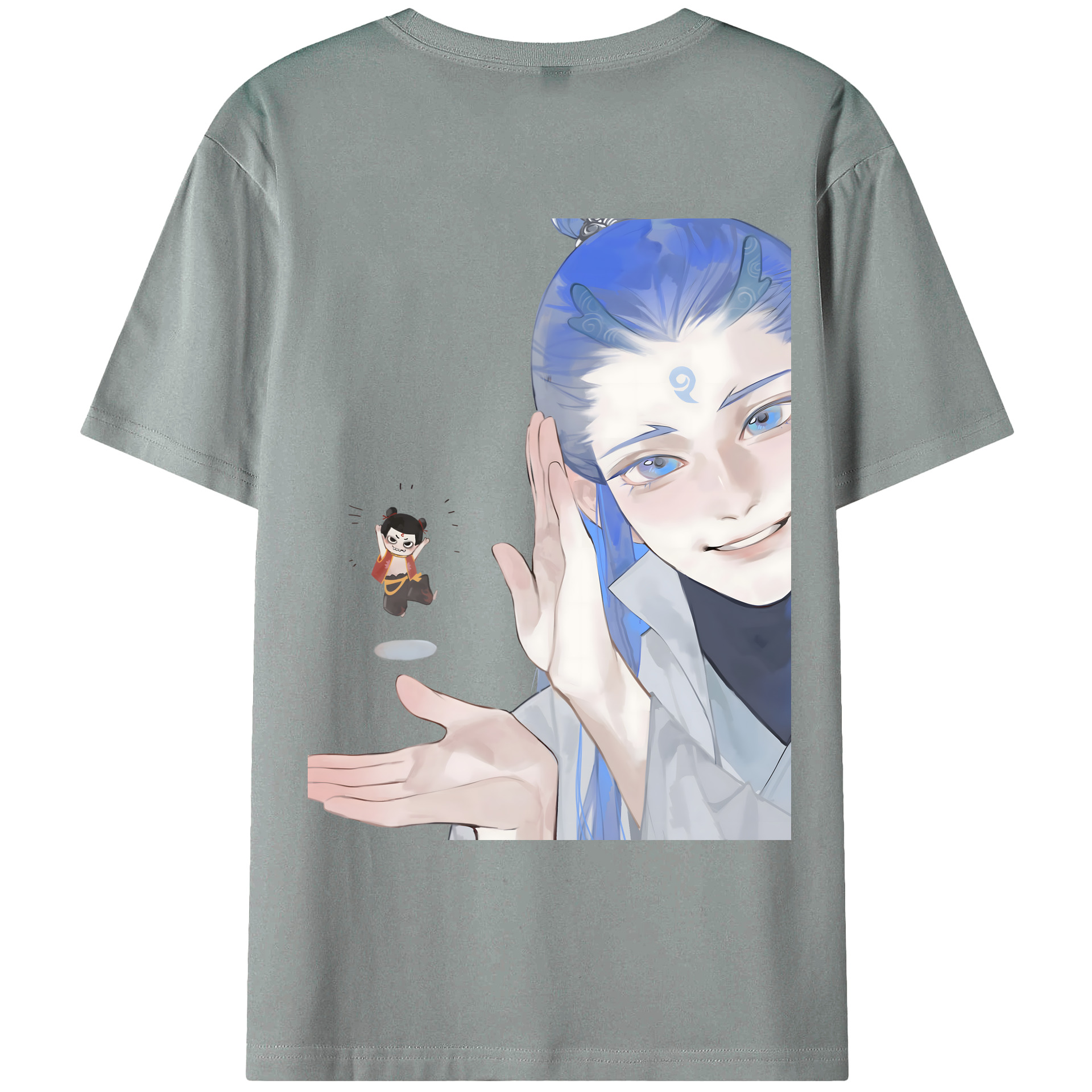 （画像用） Ne Zha 2 ナタ 魔童の大暴れ 綿100％ メンズ半袖Tシャツ（バックプリント） 通気性